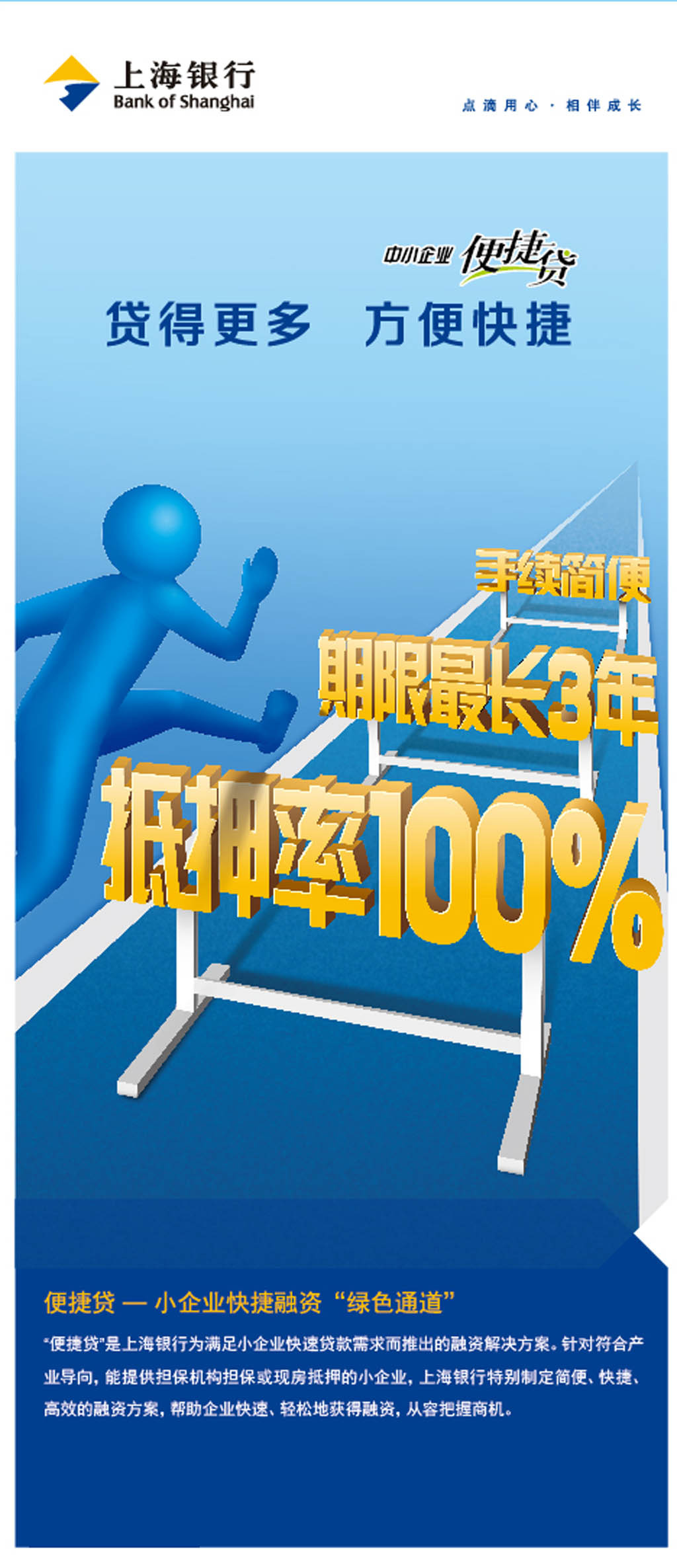 上海银行便捷贷款手续简便展架设计模板下载(
