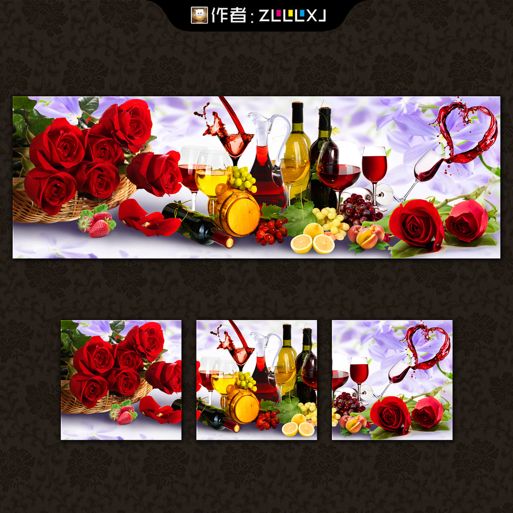 餐厅酒店玫瑰花红酒情调无框画模板下载(图片编号:11963889)_无框画_装饰画|无框画|背景墙_我图网weili.ooopic.com