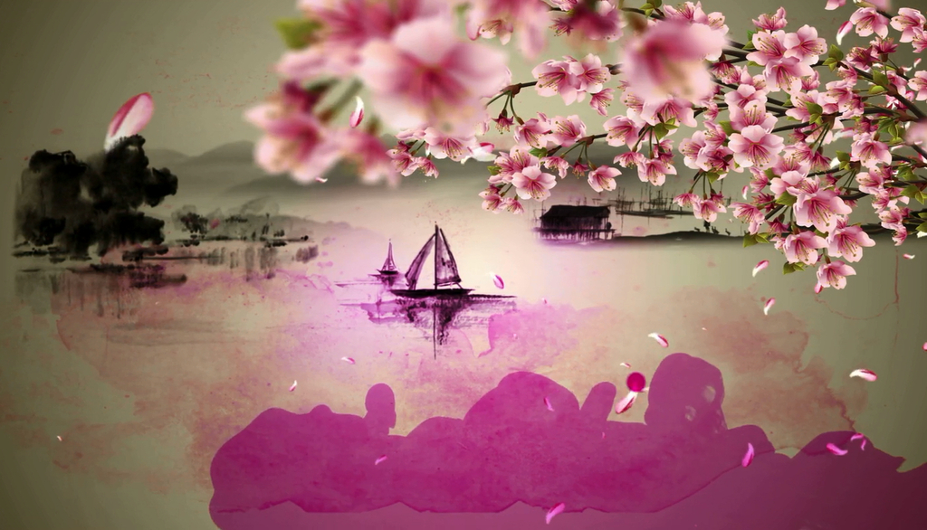 两个中国风四季水墨LED大屏幕视频素材模板下