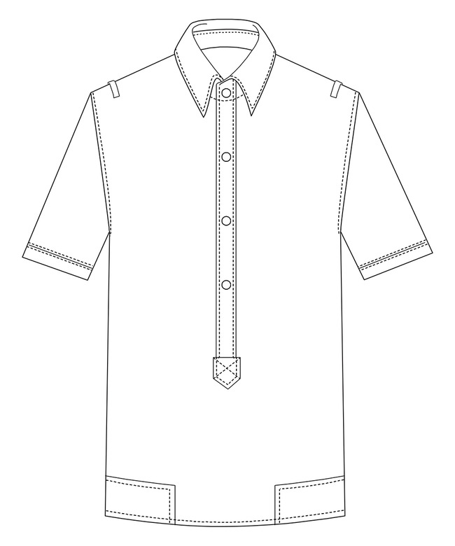 男士短袖衬衫矢量线稿设计模板下载(图片编号