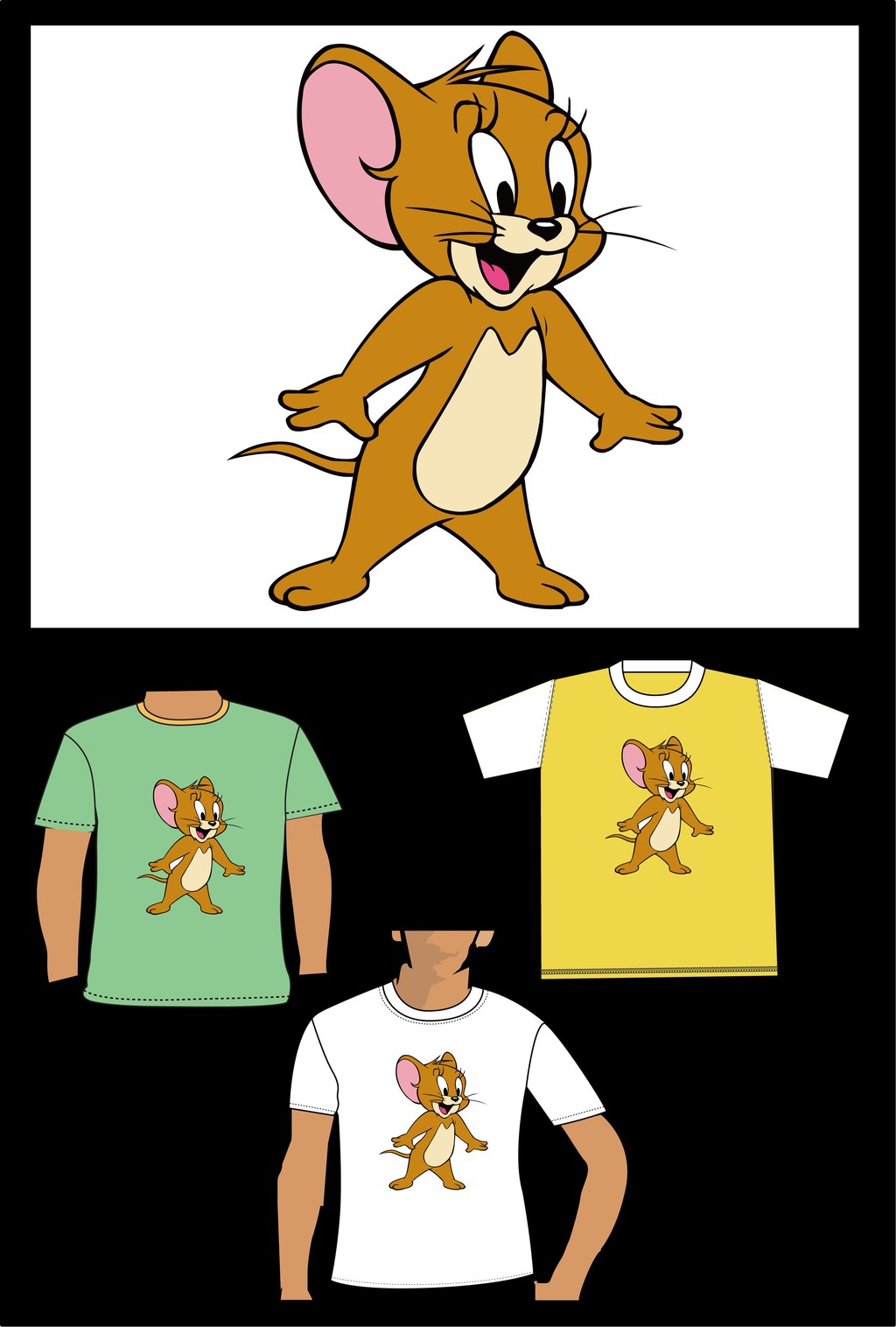 猫和老鼠卡通儿童T恤衫模板下载(图片编号:12