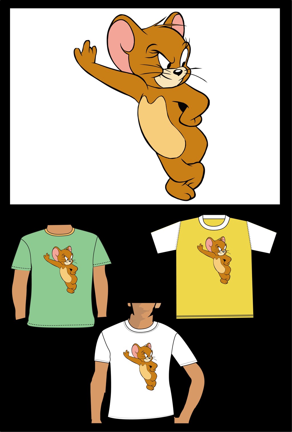 猫和老鼠卡通儿童T恤衫模板下载(图片编号:12