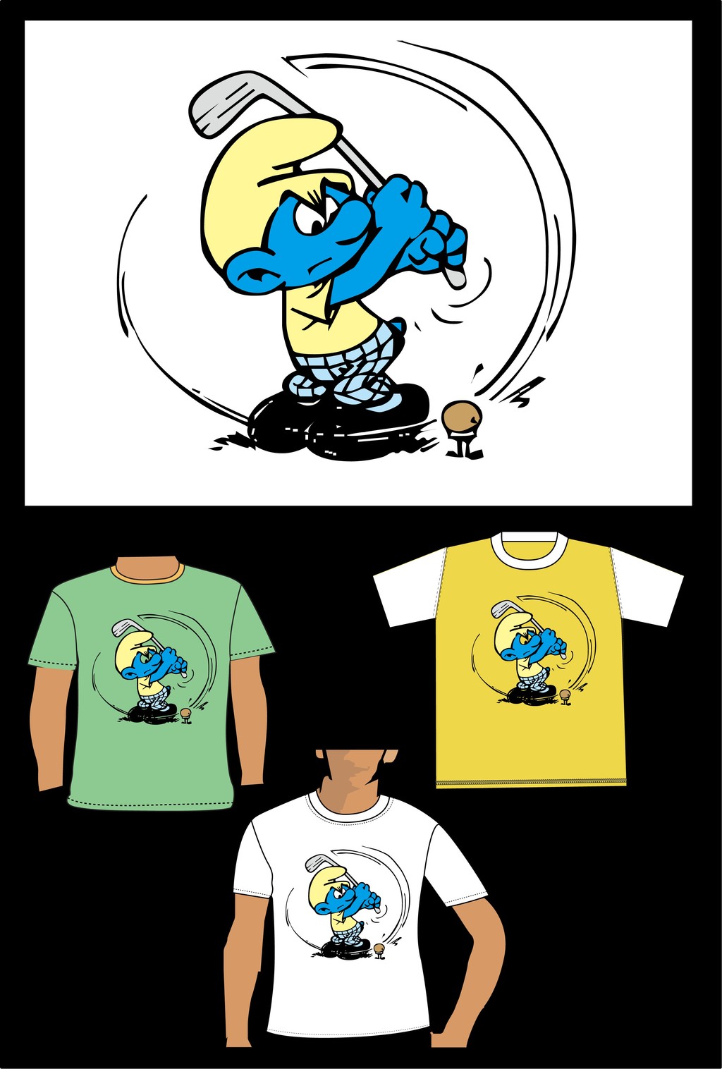 蓝精灵卡通儿童T恤衫模板下载(图片编号:1204