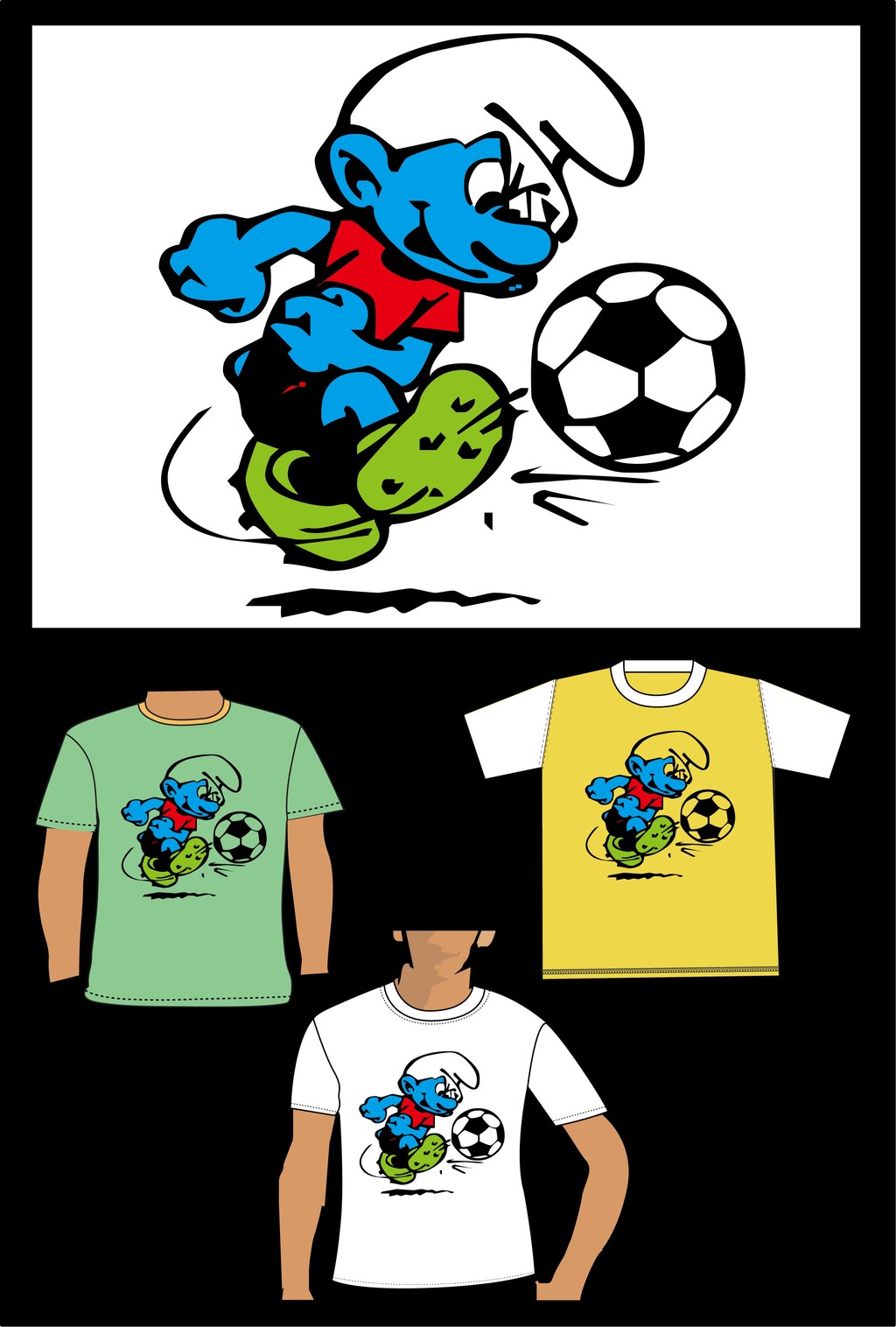 蓝精灵卡通儿童T恤衫模板下载(图片编号:1204