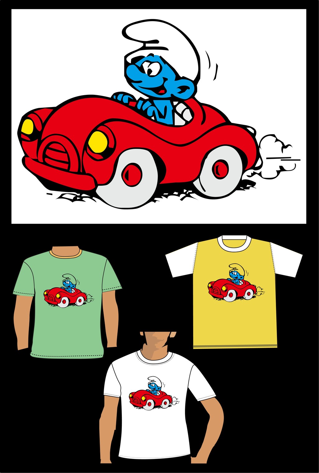 蓝精灵卡通儿童T恤衫模板下载(图片编号:1204