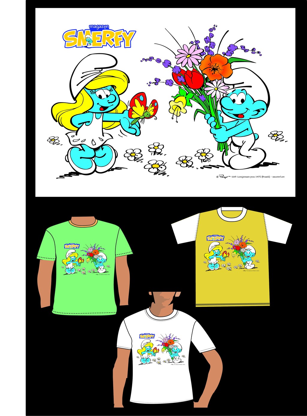 蓝精灵卡通儿童T恤衫模板下载(图片编号:1204