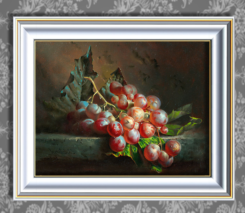 垂涎欲滴的葡萄超写实主义油画模板下载(图片