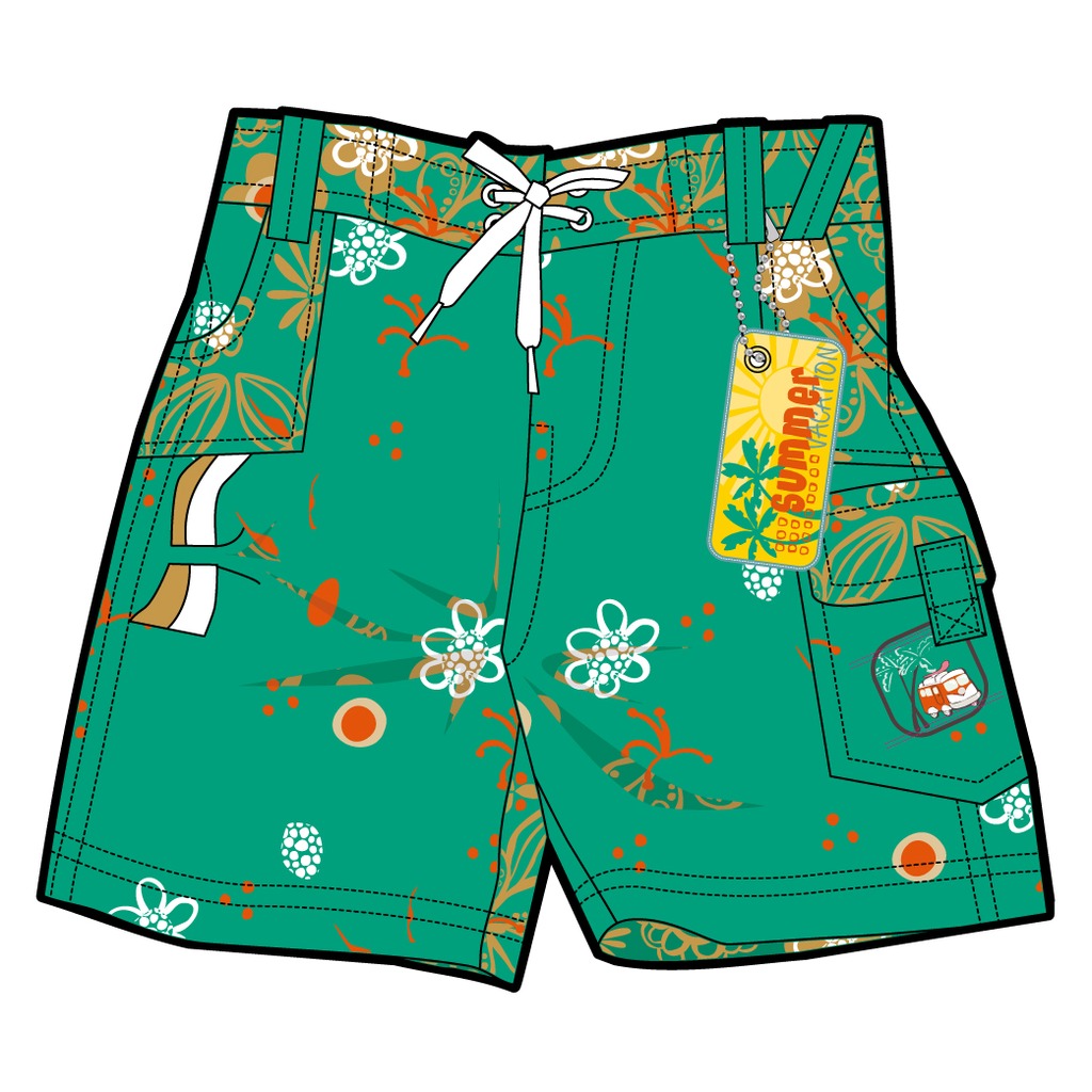 印花<em>短裤</em>服装<em>款式图</em>