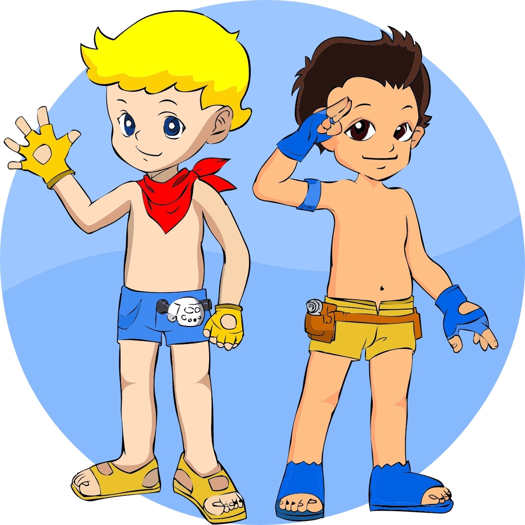 兄弟俩卡通形象设计模板下载(图片编号:12052