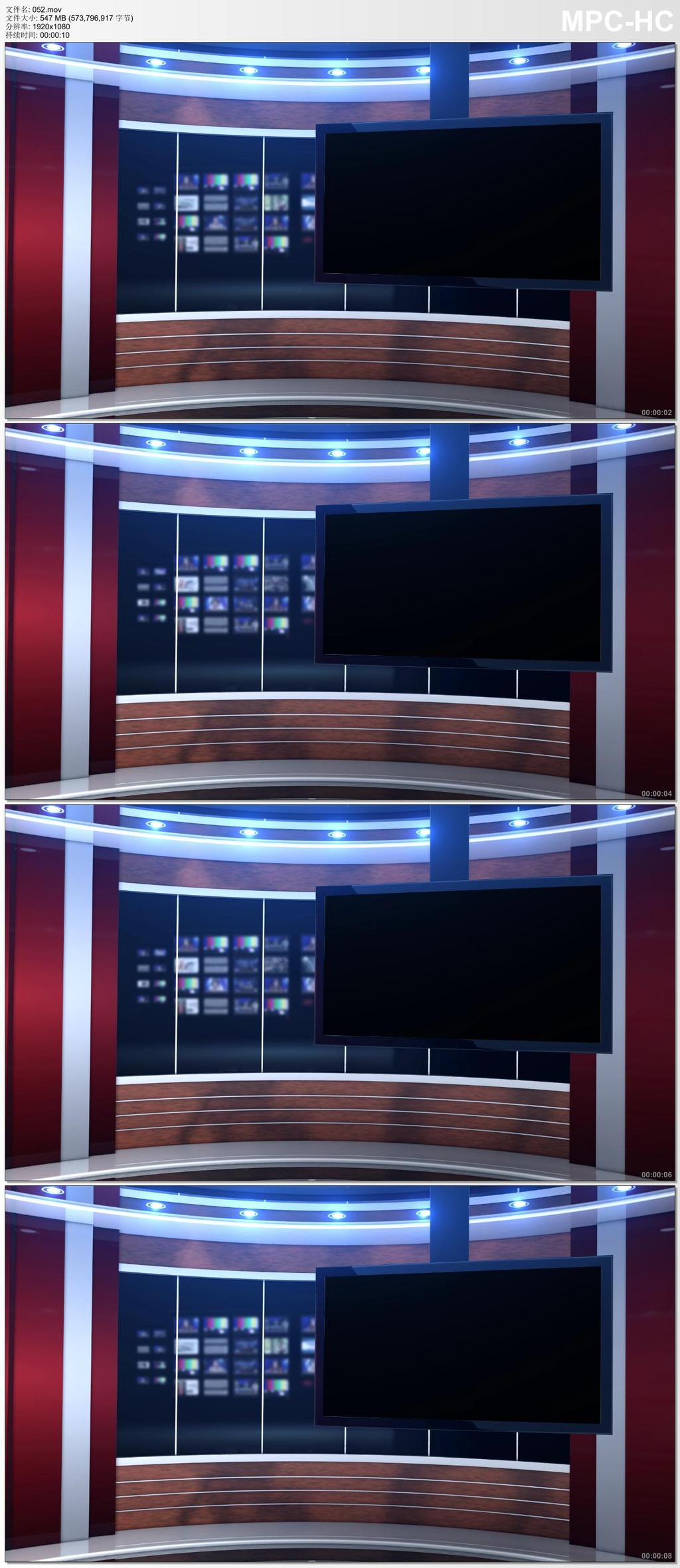 红色主播台背景的虚拟演播室高清视频素材模板