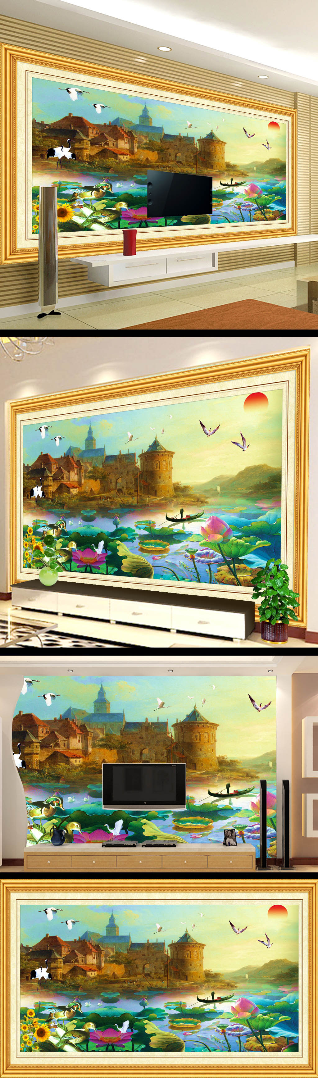 我图网提供精品流行欧式城堡油画电视背景墙设计素材下载,作品模板源文件可以编辑替换,设计作品简介: 欧式城堡油画电视背景墙设计,模式:RGB格式高清大图,使用软件为软件: Photoshop CS3(.PSD) 风景画电视墙模板设计 风景油画电视背景墙模板设计 psd源文件