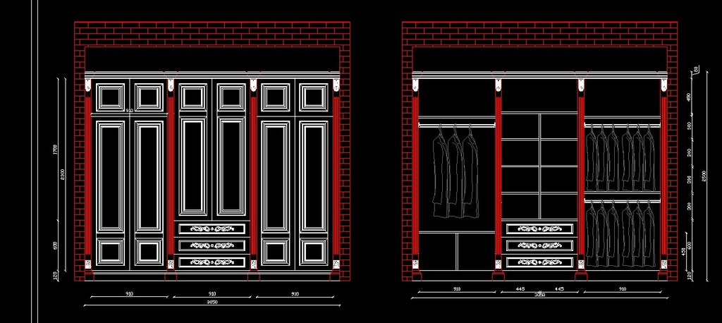 cad衣柜书柜设计图纸