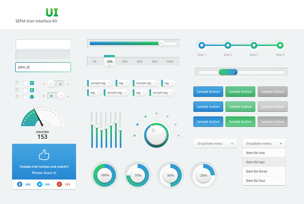 清爽手机UI交互设计APP工具包模板下载(图片