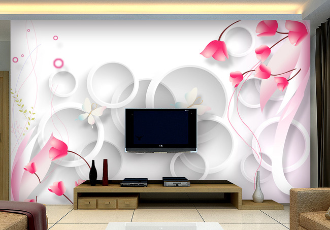 3d客厅电视背景墙壁画墙画装饰画