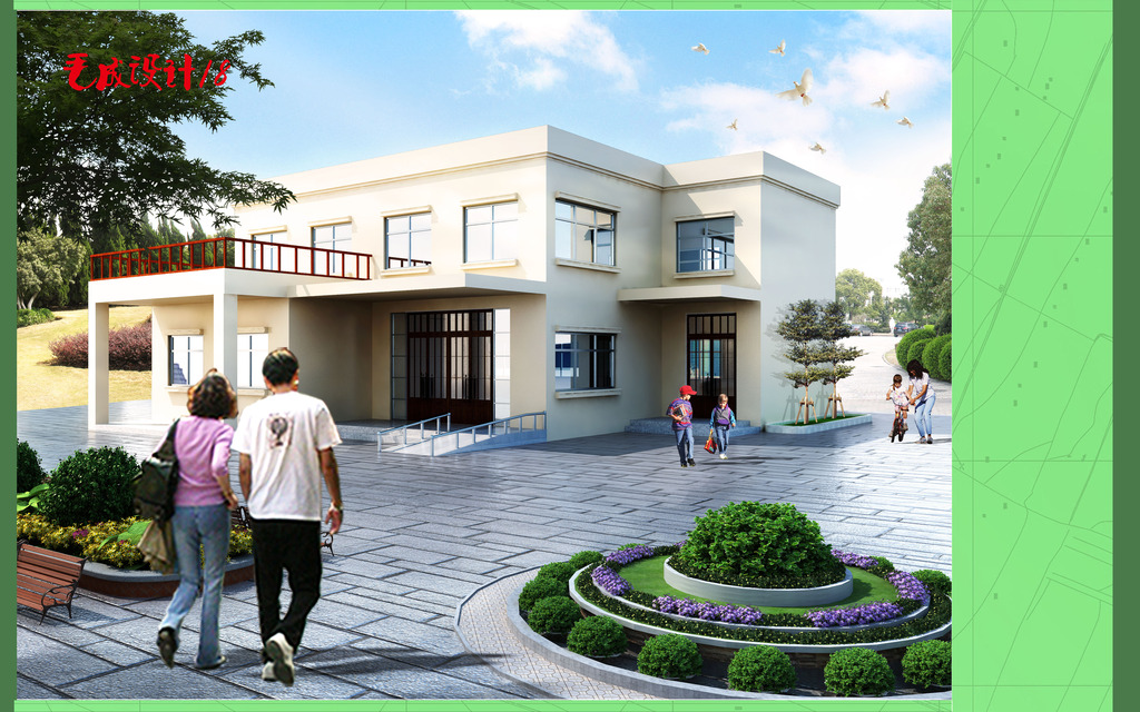 单体建筑设计鸟瞰图模板下载(图片编号:12097