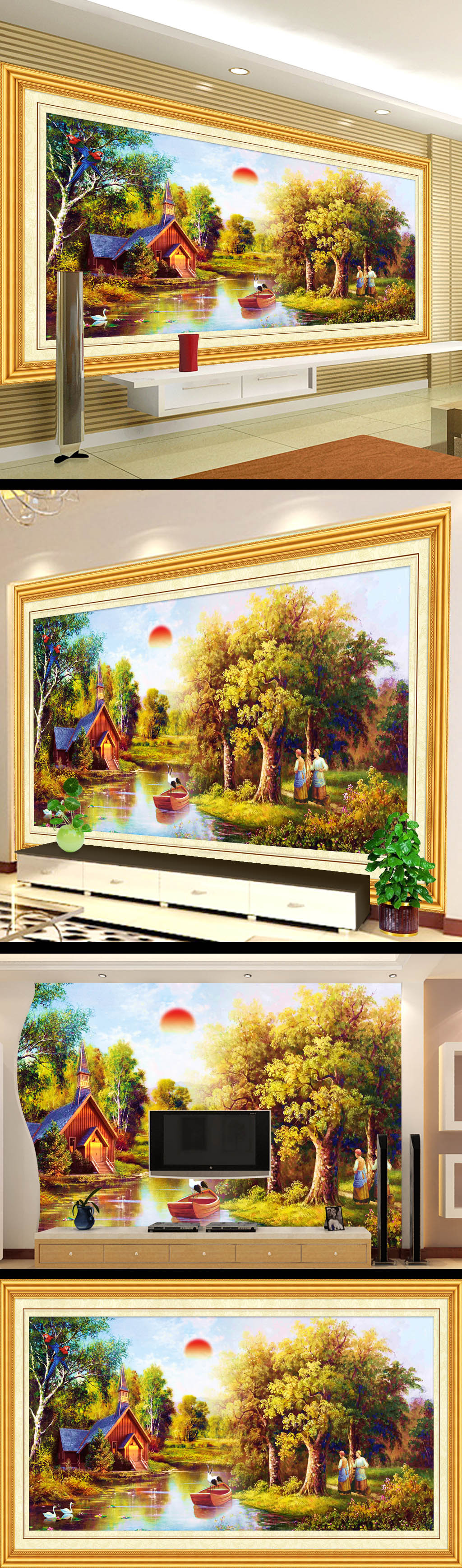 背景 风景画/[版权图片]树林风景画背景电视墙设计