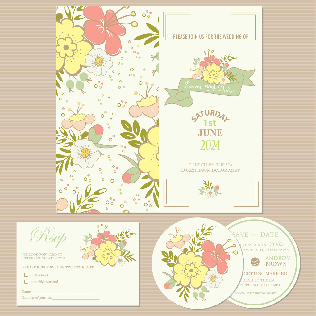 西式婚礼请帖设计矢量EPS模板下载(图片编号