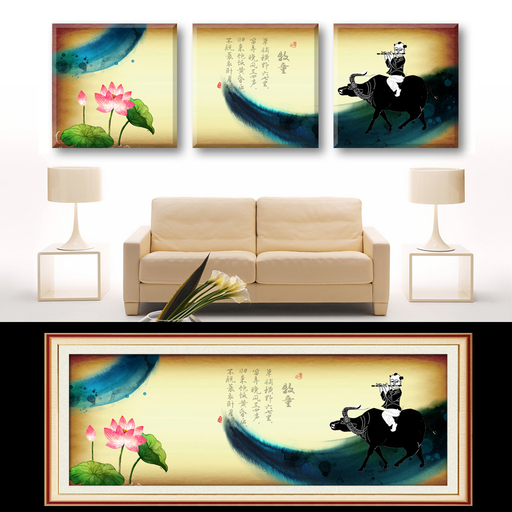 【本作品下载内容为:"国画荷花水墨画牧童骑牛图古典中国风无框画"模板,其他内容仅为参考,如需印刷成实物请先认真校稿,避免造成不必要的经济损失。】 【声明】未经权利人许可,任何人不得随意使用本网站的原创作品(含预览图),否则将按照我国著作权法的相关规定被要求承担最高达50万元人民币的赔偿责任。