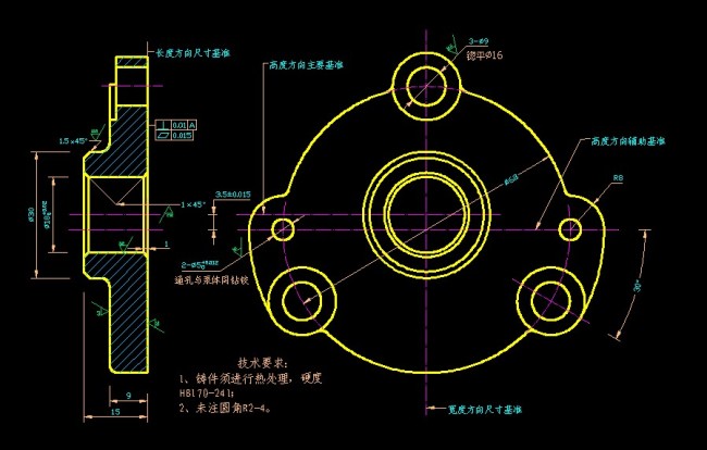 【本作品下载内容为:"机械设计泵盖图纸"模板,其他内容仅为参考,如需印刷成实物请先认真校稿,避免造成不必要的经济损失。】 【声明】未经权利人许可,任何人不得随意使用本网站的原创作品(含预览图),否则将按照我国著作权法的相关规定被要求承担最高达50万元人民币的赔偿责任。