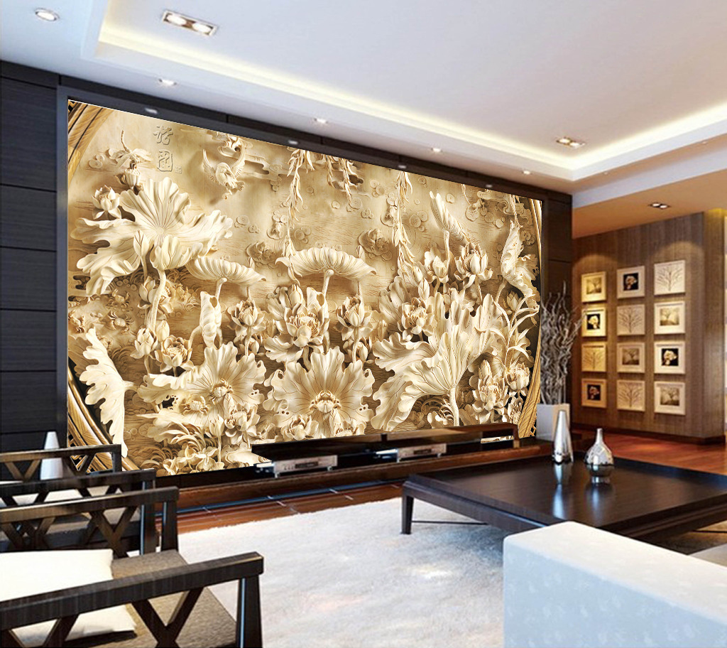 壁纸 背景墙/[版权图片]3D中国风木雕浮雕高清背景墙壁纸
