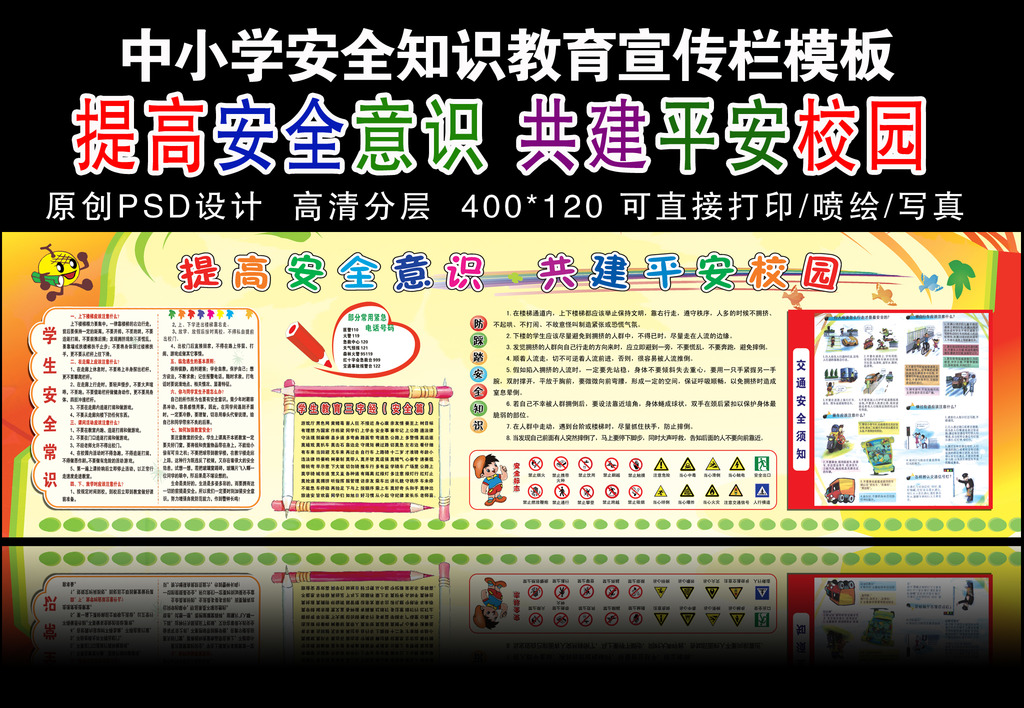 中小学安全知识教育宣传栏模板下载(图片编号