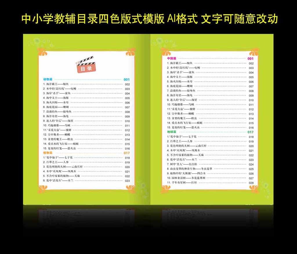 中小学教辅目录版式模版素材ai格式模板下载