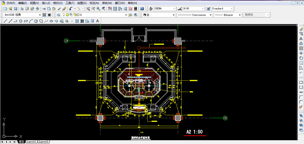 酒吧吧台CAD图纸设计附带施工材质说明模板