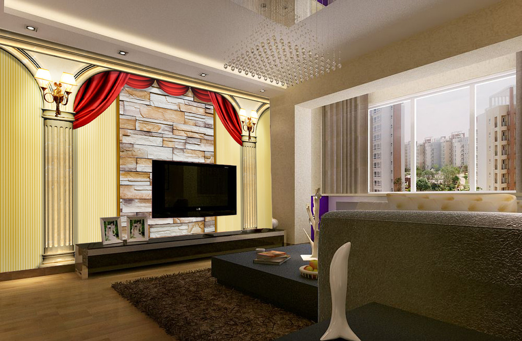 欧式罗马柱电视背景墙模板下载(图片编号:121