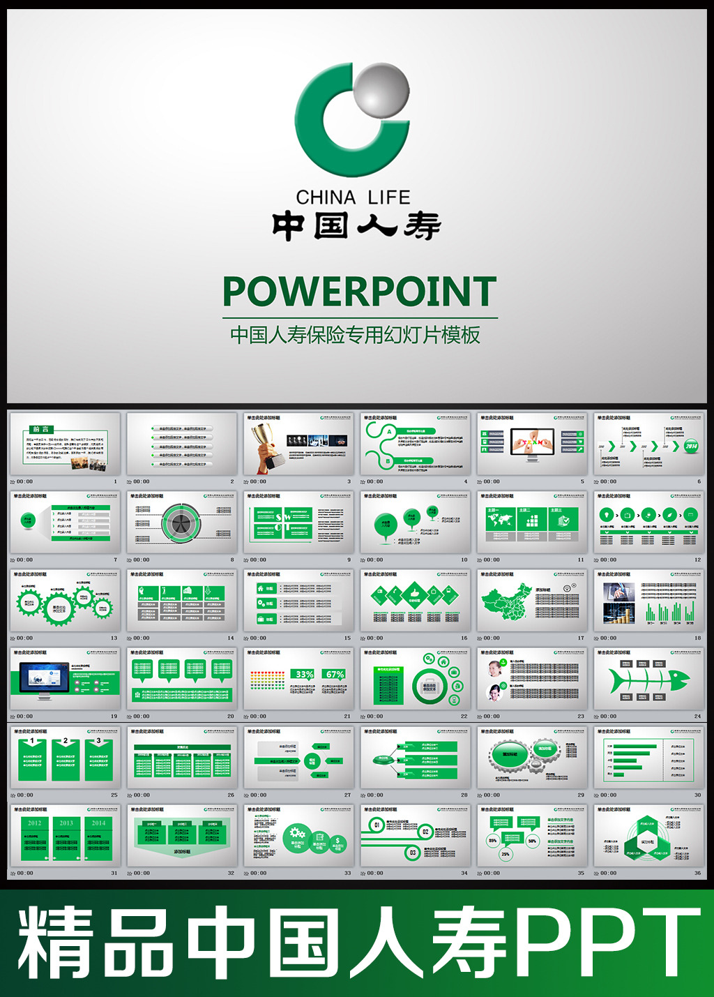 中国人寿保险公司人保寿险动态PPT模板模板下
