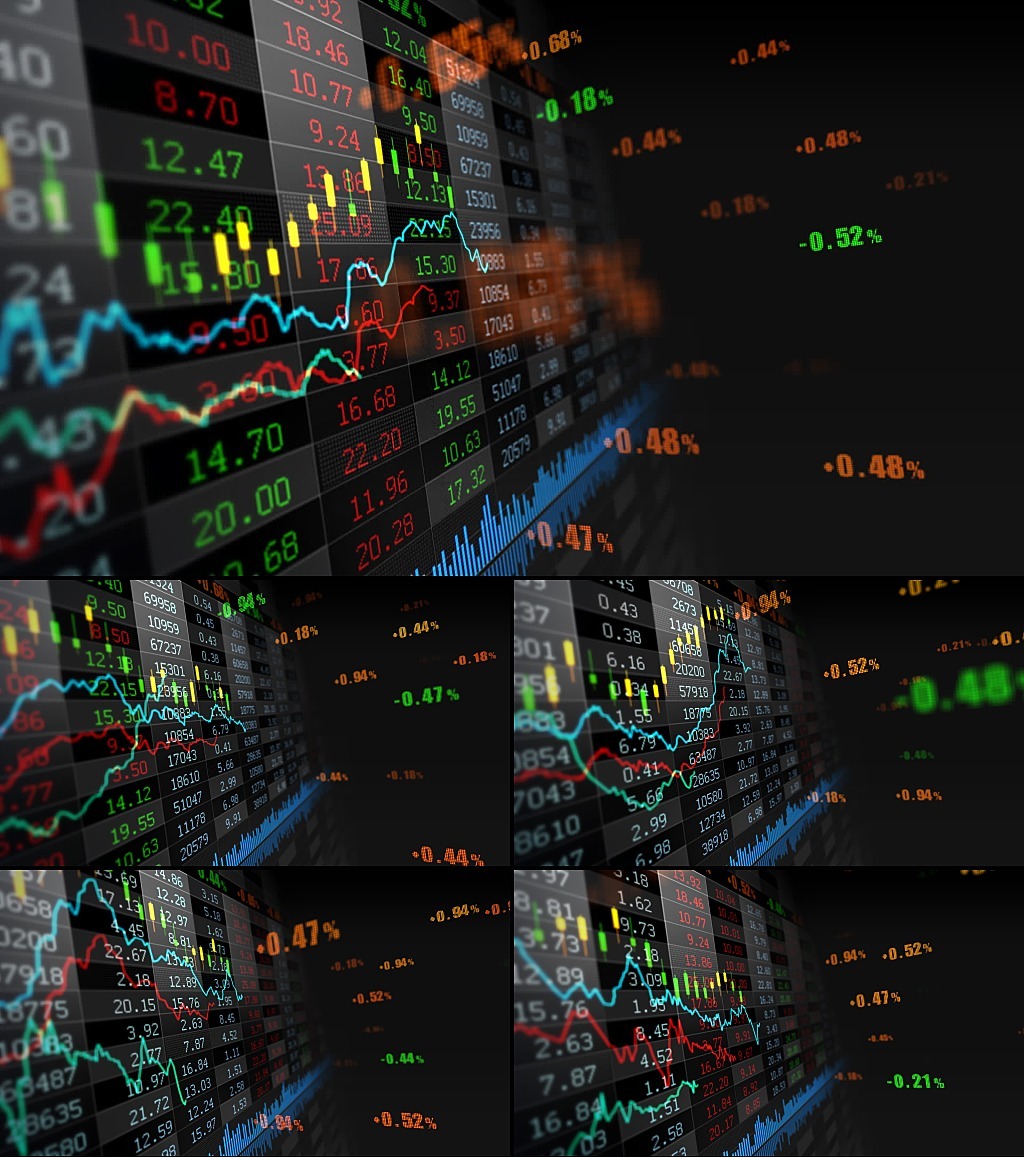 股票市场电子屏幕科技数据高清视频素材模板下