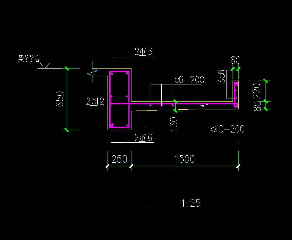 工装施工挑梁节点CAD图纸模板下载(图片编号