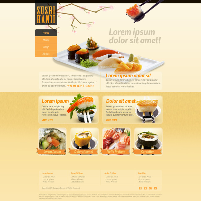 美食行业韩国寿司网页设计模版素材psd模板下