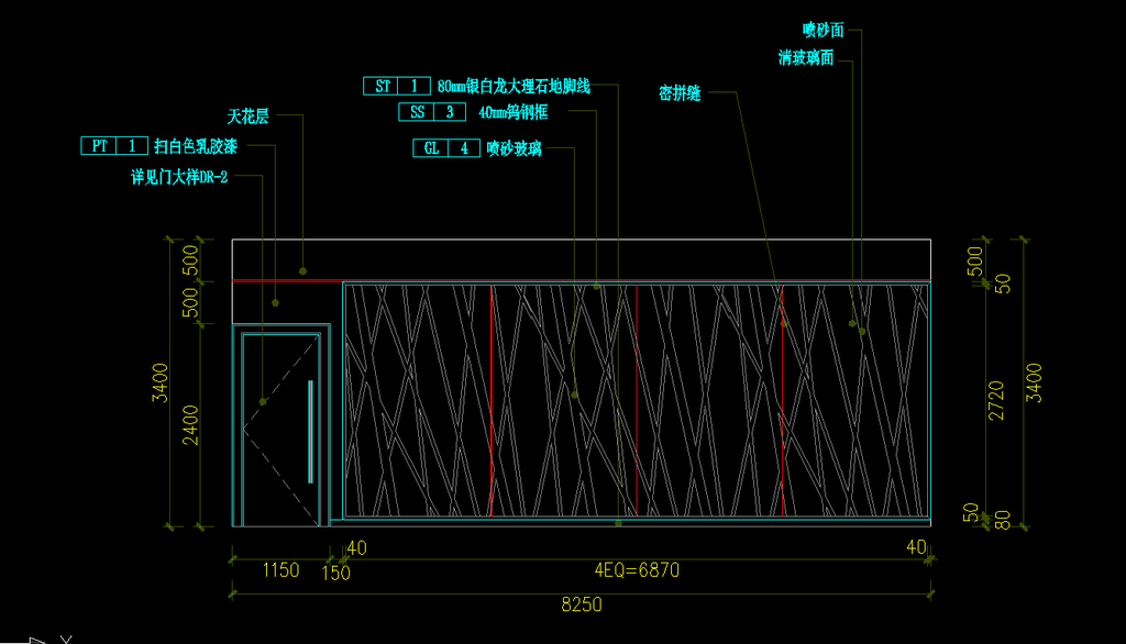 烤漆玻璃造型墙cad模板下载(图片编号:121937