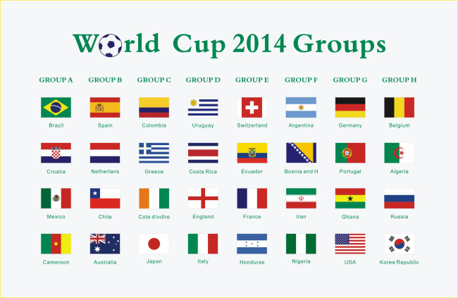 2014巴西世界杯32强国旗模板下载(图片编号:1