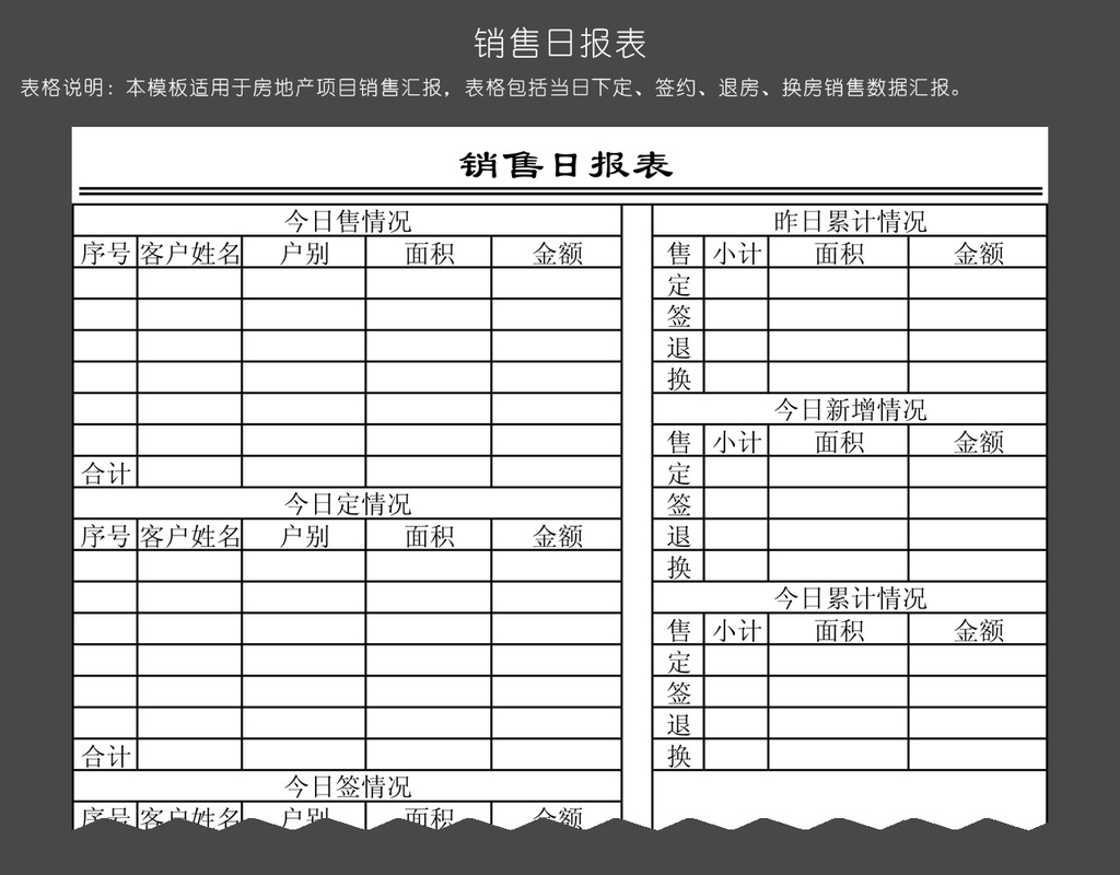 销售日报表模板下载+销售日报表图片下载
