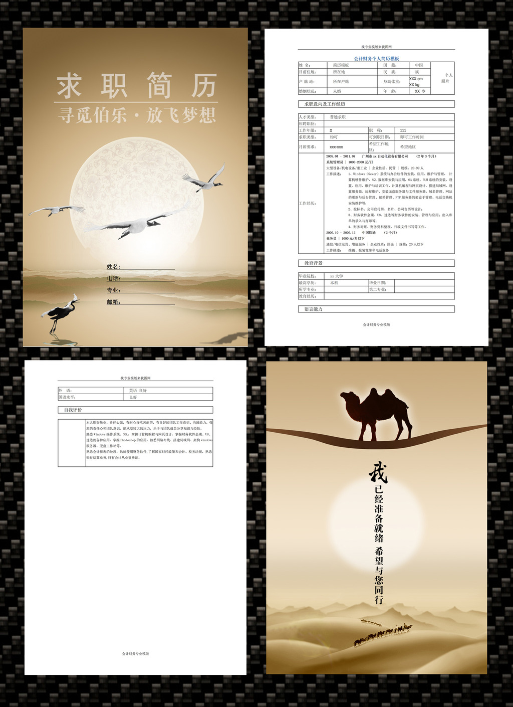 简历模版 简历封面 个人简历 求职简历 个性简历 会计专业简历 应聘图片