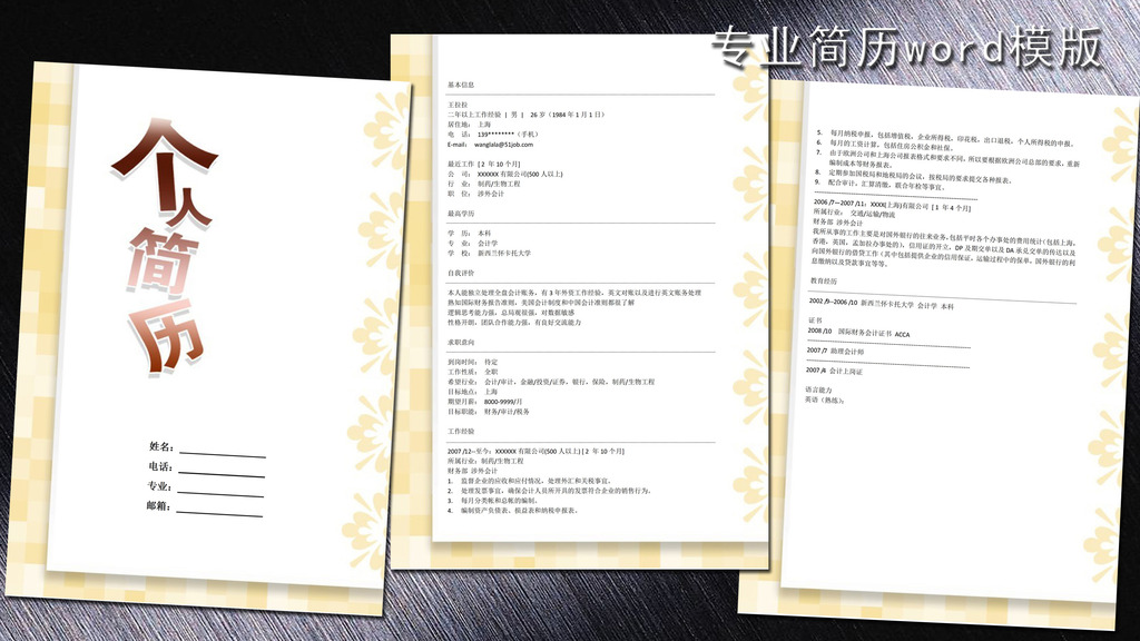 会计专业简历模板word下载图片
