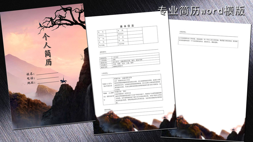 简历模版 简历封面 个人简历 求职简历 个性简历 会计专业简历 应聘简图片