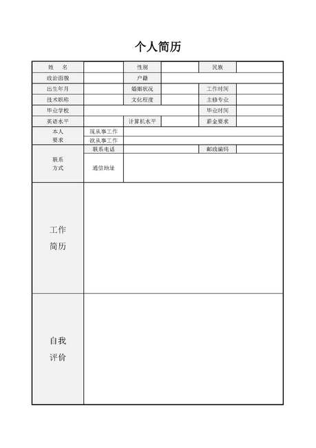 大学生工作简历自荐信个信简历