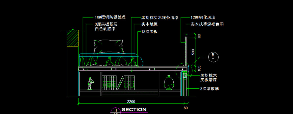 儿童床CAD图纸设计附材质说明模板下载(图片