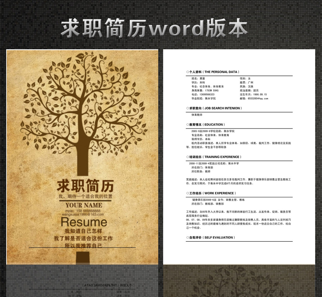 体育经典个人简历模板-word版可编辑18