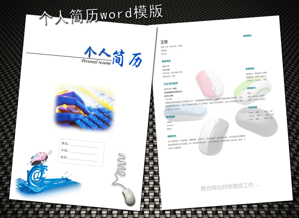 电子信息专业简历模板word下载图片