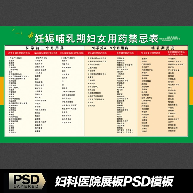 妇科医院<em>妊娠哺乳期妇女</em>用药禁忌表模板下载(