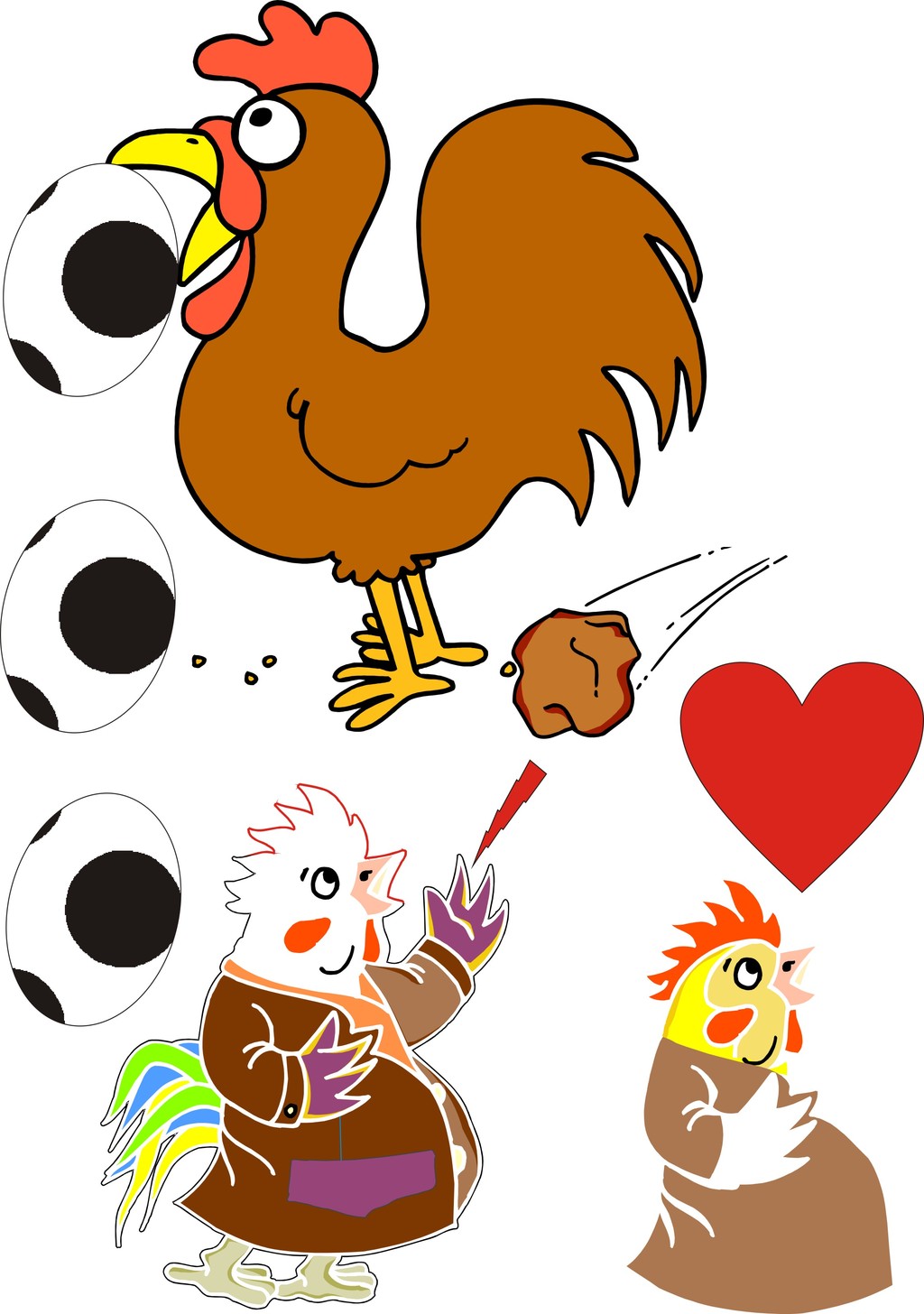 矢量图线描稿大公鸡卡通模板下载(图片编号:1