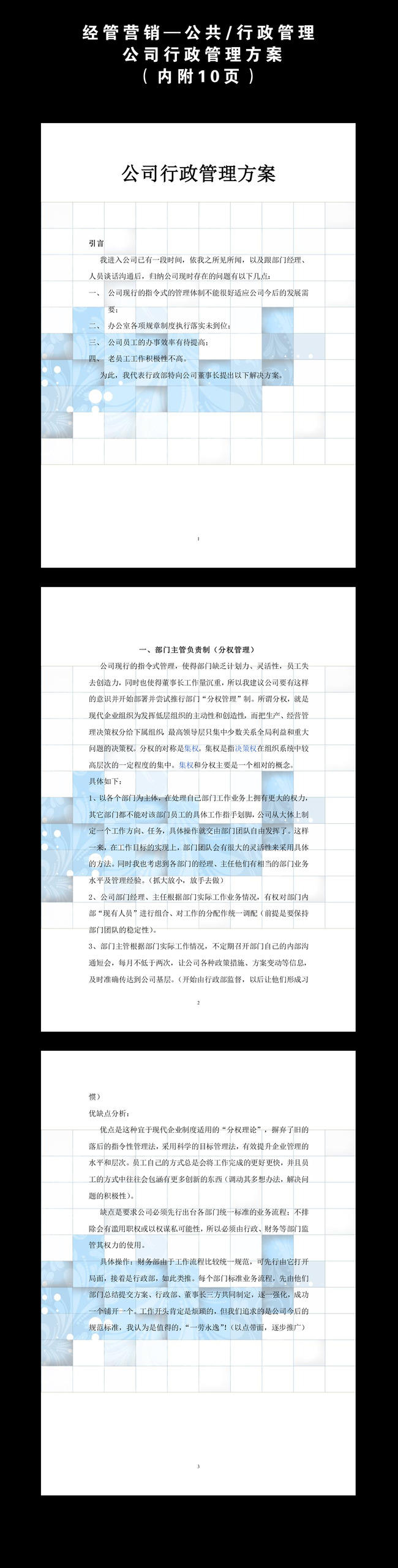 公司行政管理方案word模板图片