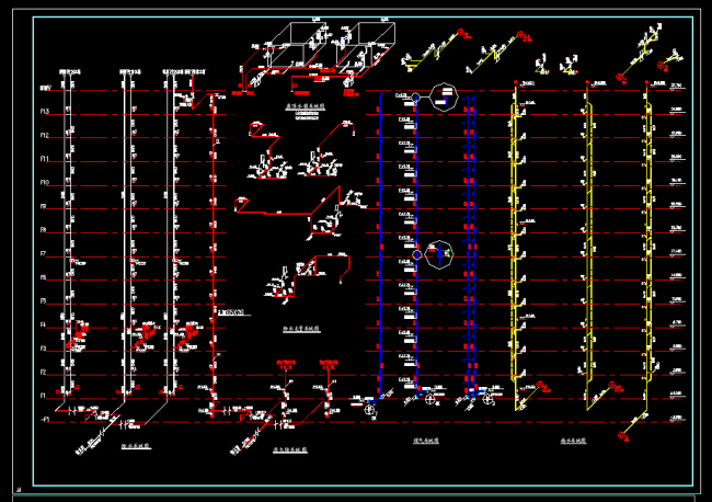 小高层住宅排水平米CAD图纸模板下载(图片编