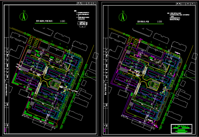 某住宅小区室外排水消防给水平面CAD图纸模
