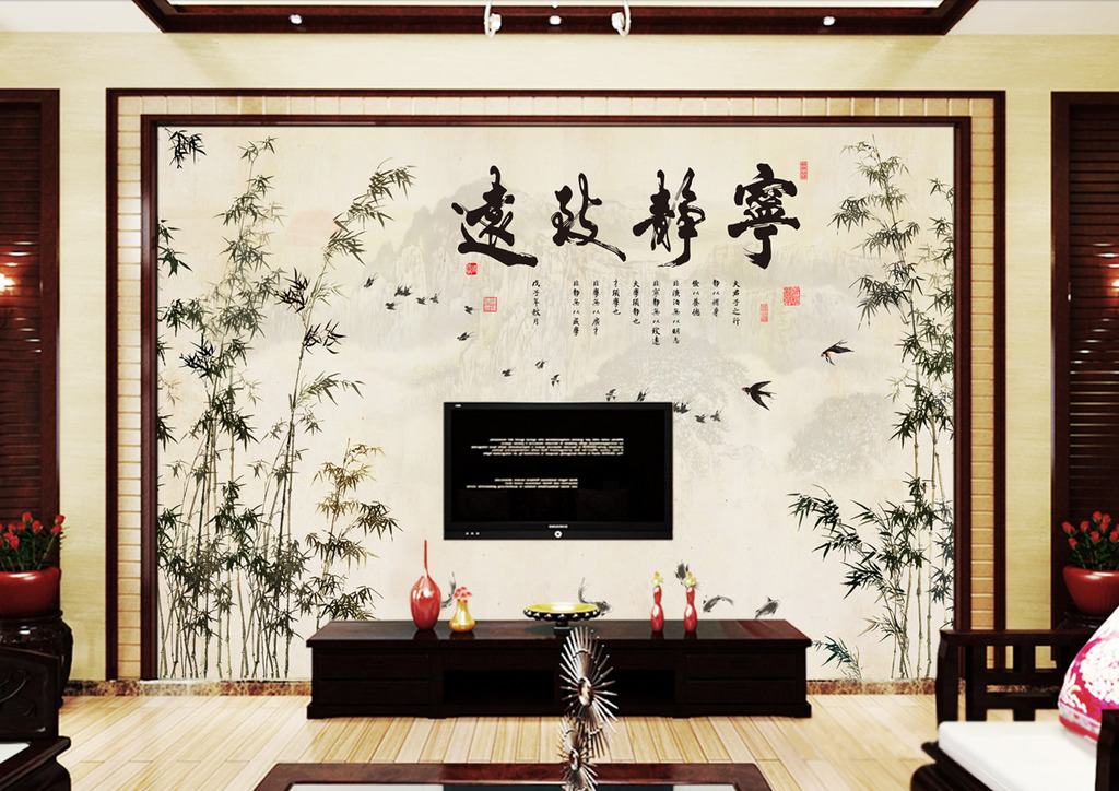 宁静致远中式电视背景墙模板下载(图片编号:12254854)_中式电视背景墙_电视背景墙_我图网weili.ooopic.com