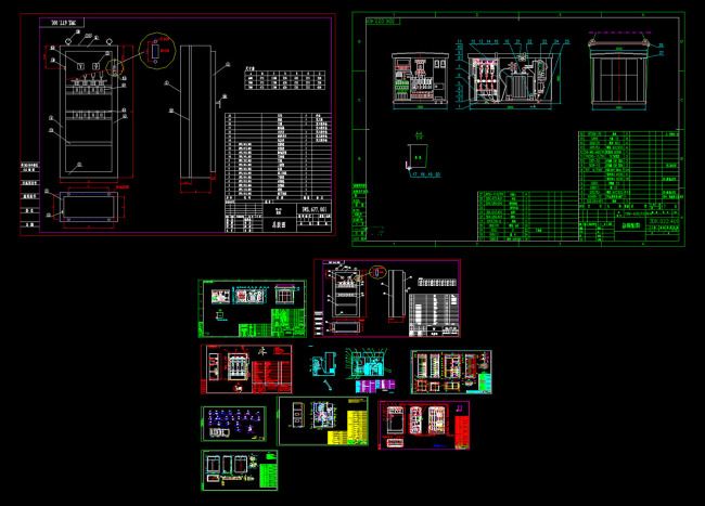 各种高低压配电柜装配图CAD图纸模板下载(图