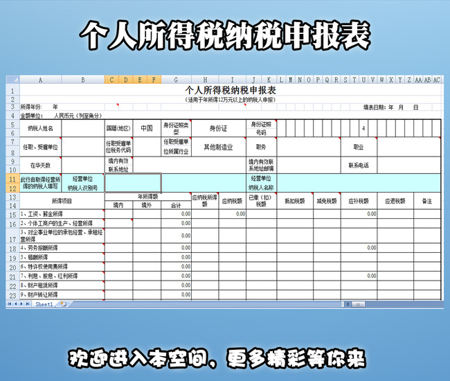 个人所得税纳税申报表模板下载(图片编号:122